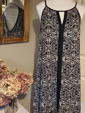 Jolie Black and White Printed Halter Mini Dress